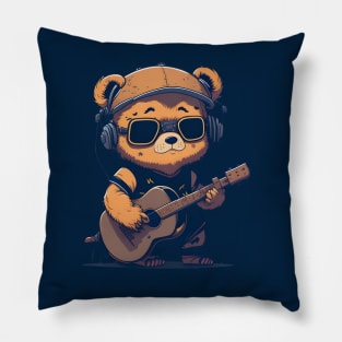 Bear Playing Guitar Pillow