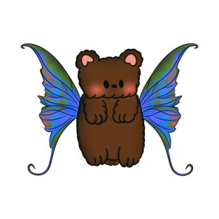 Fairy Teddy Bear with Blue, Green and Orange Wings T-Shirt