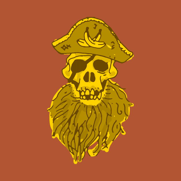 Golden and Bearded Pirate Monkey Skull by MacSquiddles