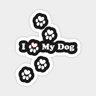 I Love My Dog - heart dog paw Magnet