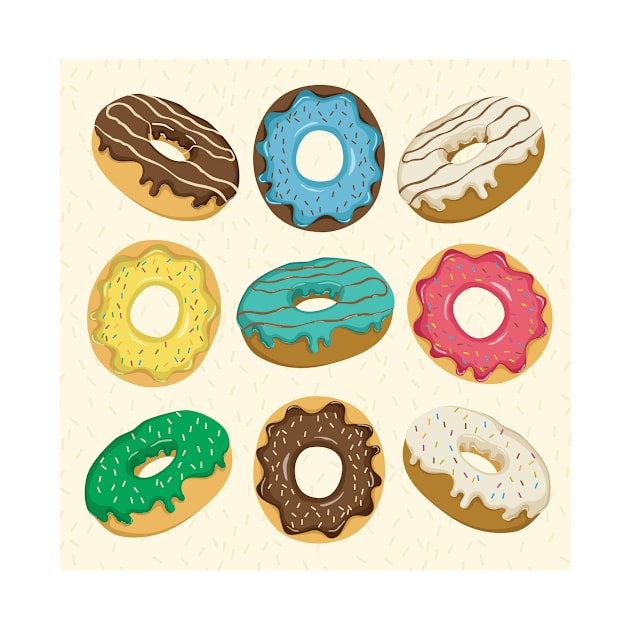 Donut Pattern Dessert Print by bluerockproducts