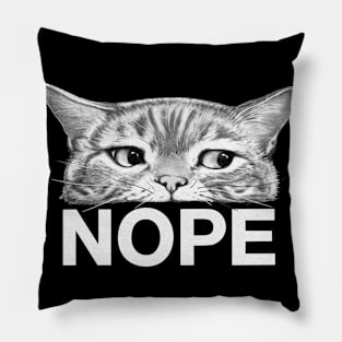 Nope Cat on Black Pillow