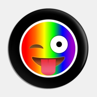 Winking Face with Tongue Emoji Gay | Pop Art Pin