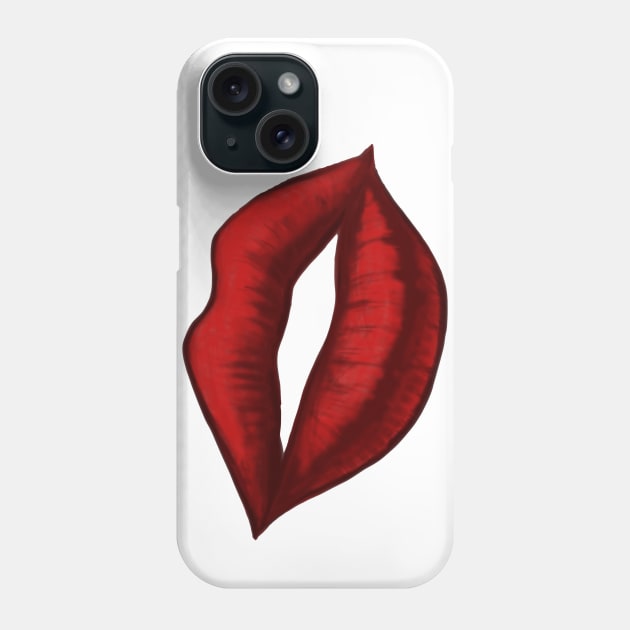 Red Kissing Lips With Heart Shaped Beauty Mark Art Phone Case by ckandrus