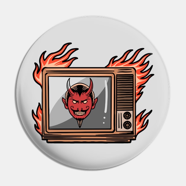 Evil Television // Devil in the TV Pin by SLAG_Creative