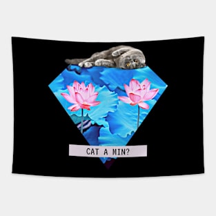 Katze Lotus Cat A Min Fun Techno Party Vaporwave Tapestry