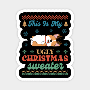 Ugly Christmas Corgi Sweater Magnet