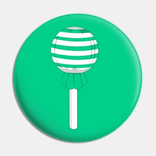 Mint green stripe lollipop Pin