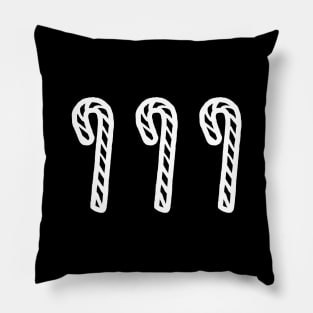 White Line Three Christmas Candy Canes Pillow