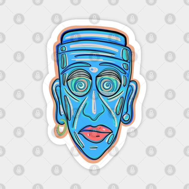 Abstract blue face Magnet by DaveDanchuk