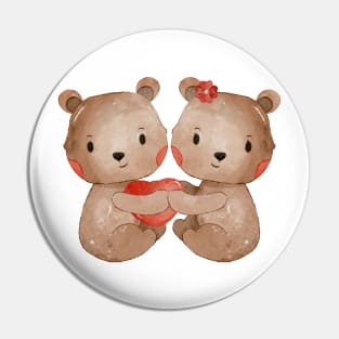 Cute Valentines Day Teddy Bear couple Pin