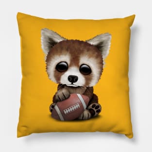 Cute Baby Red Panda Playing With Football Pillow