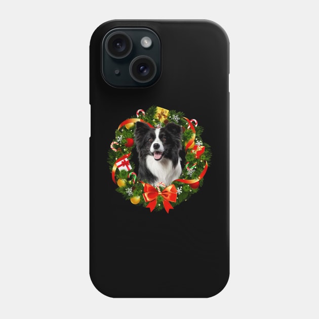 Funny Border Collie Christmas Wreath Ornament Phone Case by Magazine