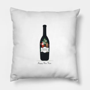 Santa Claus and deer bottle with christmas lights bulbs Pillow