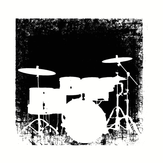 Drumset Silhouette - grunge by llspear