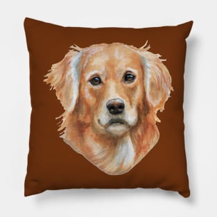 Golden Retriever Dog Lover Watercolor Portrait Pillow