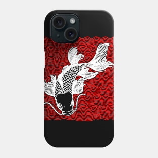 Koi Fish Great Wave Tattoo Red Wht Phone Case