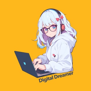 Cartoon girl with laptop T-Shirt