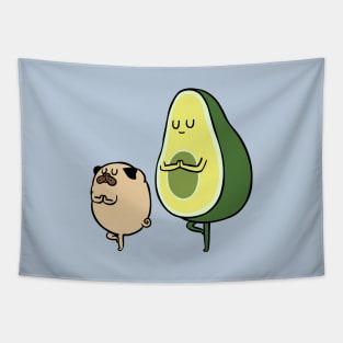 Pug and Avocado Yoga Tapestry