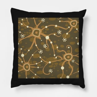 neural network - pattern olive green Pillow