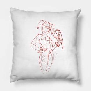 Jokers girl sketch red Pillow