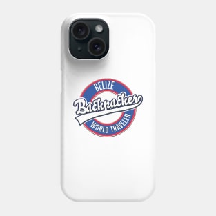 Belize backpacker world traveler logo. Phone Case