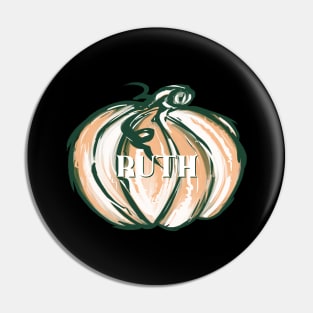 Halloween RUTH Watercolor Pumpkin Jack O Lantern Handpainted Pin