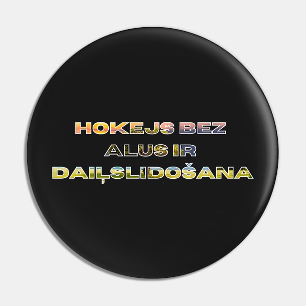 Sunset Hokejs bez alus ir daiļslidošana - Ice Hockey Pin by LukjanovArt