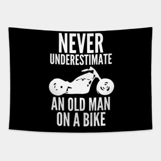 Never underestimate an old man on a bike Tapestry