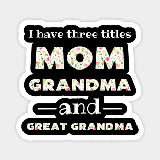 I Have 3 Titles Mom Grandma And Great Grandma Magnet