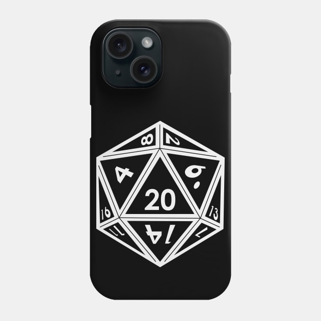 (Pocket) Transparent D20 Dice (White Outline) Phone Case by Stupid Coffee Designs