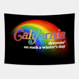 California Dreamin - Retro Style Aesthetic Rainbow Design Tapestry