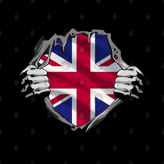 Two Hands Ripping Revealing Flag of United Kingdom by BramCrye