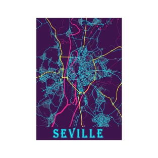 Seville Neon City Map T-Shirt