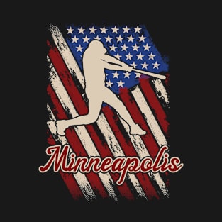 Patriotic USA Flag Minneapolis Baseball Fan T-Shirt