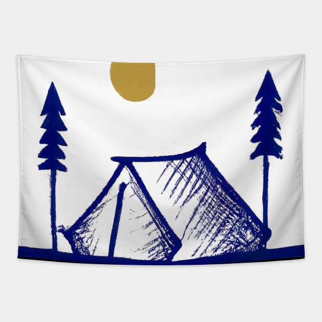 Camping Tent Tapestry by maxcode