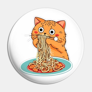 Cat eating spaghetti meme Pin