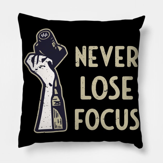 Camera Focus Funny Saying Photographer Photography Pillow by Foxxy Merch