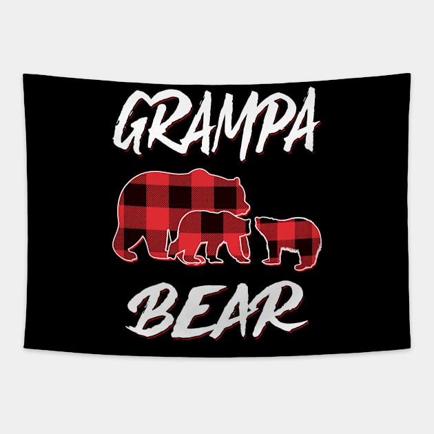 Grampa Bear Red Plaid Christmas Pajama Matching Family Gift Tapestry by intelus