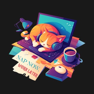 Laptop Cat Nap T-Shirt