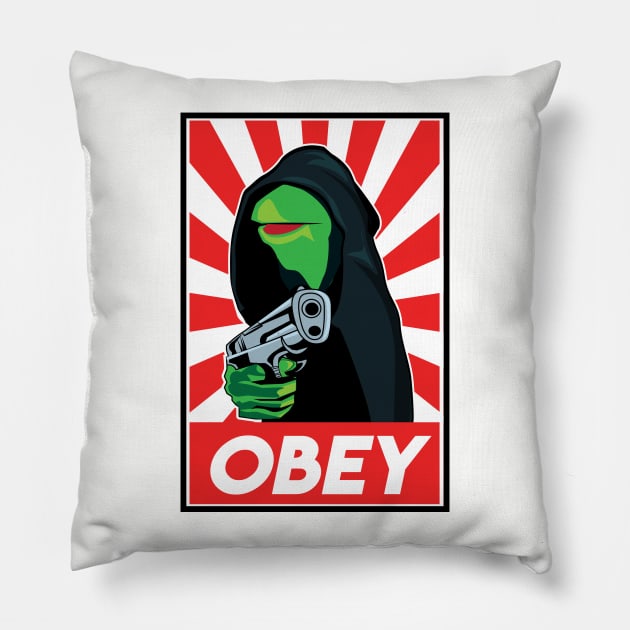 Hooded Kermit Pillow by FungibleDesign