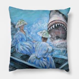 Lunch In a Blue Row Boat Pillow