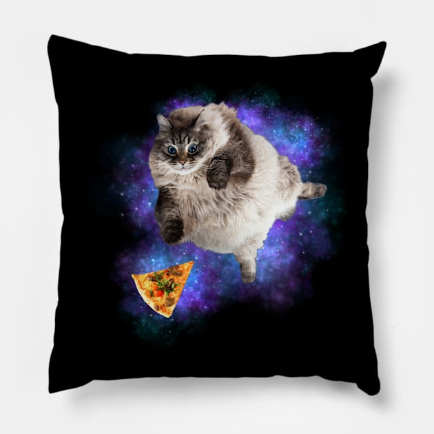 funny pizza cat galaxy Pillow by UnikRay