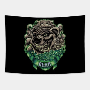 Bear head with flowers Tapestry