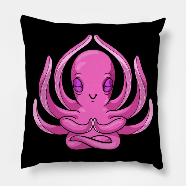 Octopus at Yoga Exercise Pillow by Markus Schnabel