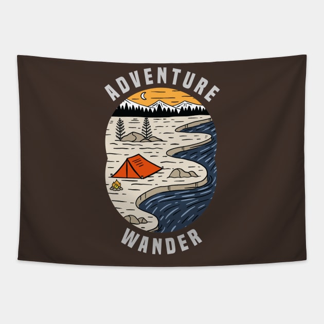 adventure wander camping tent Tapestry by Mako Design 