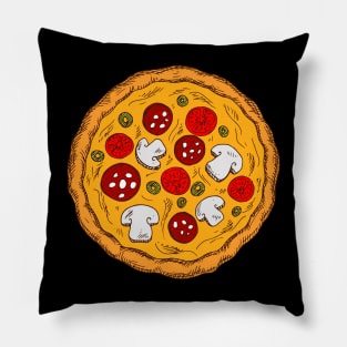 Detailed Pizza Colored Sketch Pillow