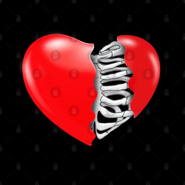 Broken heart, red heart rib cage by Collagedream