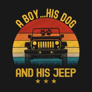 A Boy His Dog And His Jeep Vintage Jeep Jeeps Lover T-Shirt