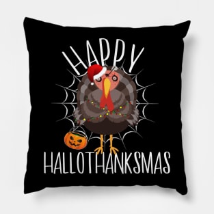 Funny Turkey Zombie Thanksgiving Xmas Halloween Happy HalloThanksMas Pillow